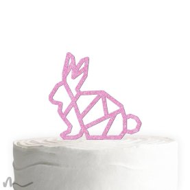 Cake Topper Hase Geometrie Pink Glitzer