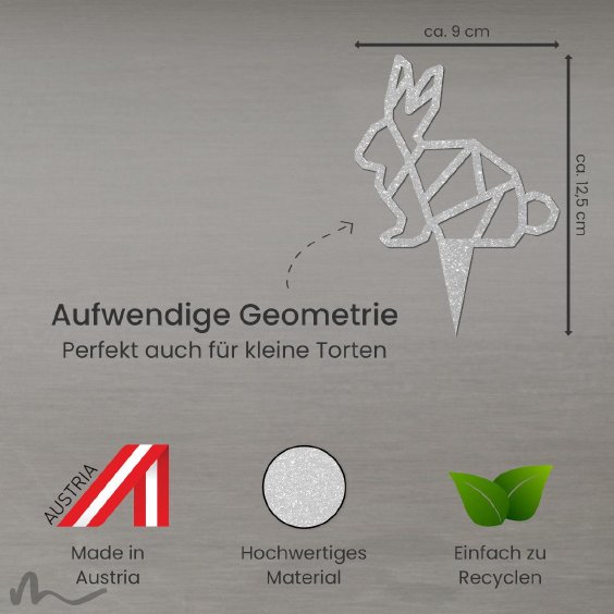 Cake Topper Hase Geometrie Silber Glitzer