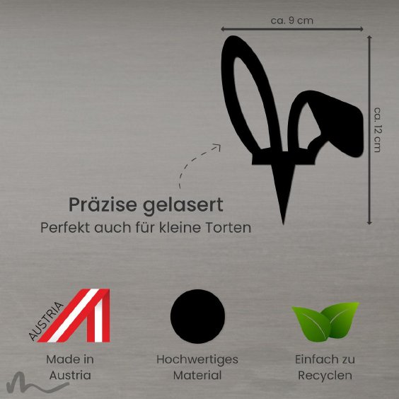 Cake Topper Hasenohren Schwarz