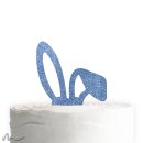 Cake Topper Hasenohren Blau Glitzer