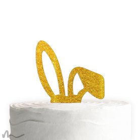 Cake Topper Hasenohren Gold Glitzer