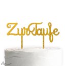 Cake Topper Zur Taufe Schreibschrift Gold Glitzer