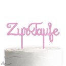 Cake Topper Zur Taufe Schreibschrift Pink Glitzer