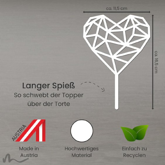 Cake Topper Herz Geometrie Weiss