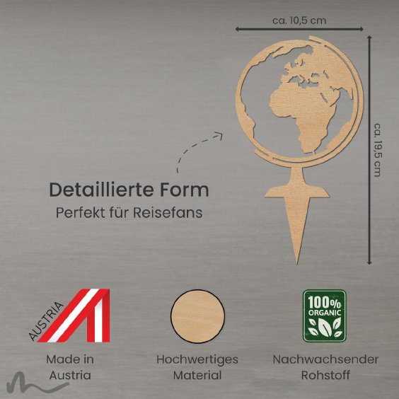 Cake Topper Globus Holz