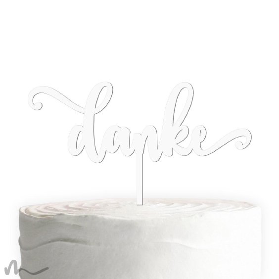 Cake Topper Danke Schriftzug Weiss