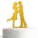 Cake Topper Babybauch Gold Glitzer