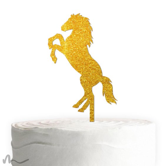 Cake Topper Pferd Gold Glitzer