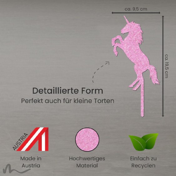 Cake Topper Einhorn Pink Glitzer