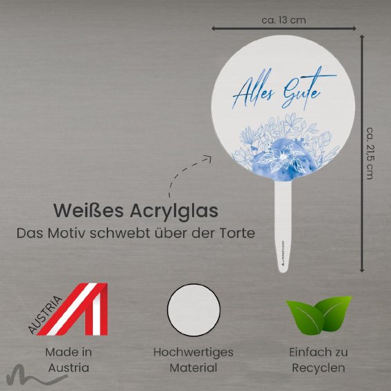 Cake Topper Alles Gute Blau Weiss bedruckt