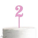 Cake Topper Zahl Pink Glitzer