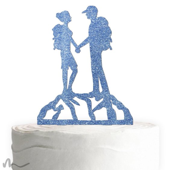 Cake Topper Bergleidenschaft Blau Glitzer