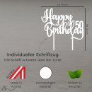 Cake Topper Happy Birthday Zahl personalisiert Weiss