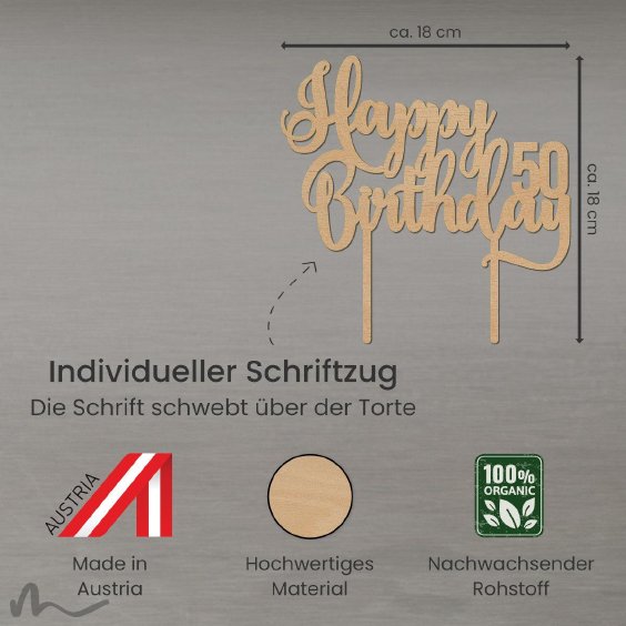 Cake Topper Happy Birthday Zahl personalisiert Holz