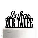 Cake Topper Zur Taufe personalisiert Schwarz