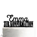 Cake Topper Zur Konfirmation personalisiert Schwarz