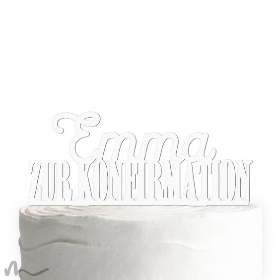 Cake Topper Zur Konfirmation personalisiert Weiss