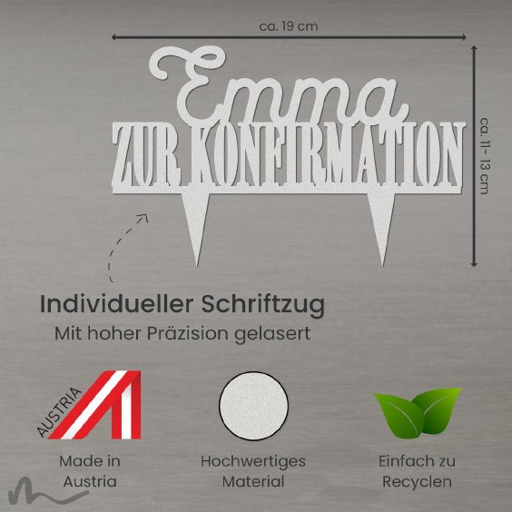 Cake Topper Zur Konfirmation personalisiert Satiniert