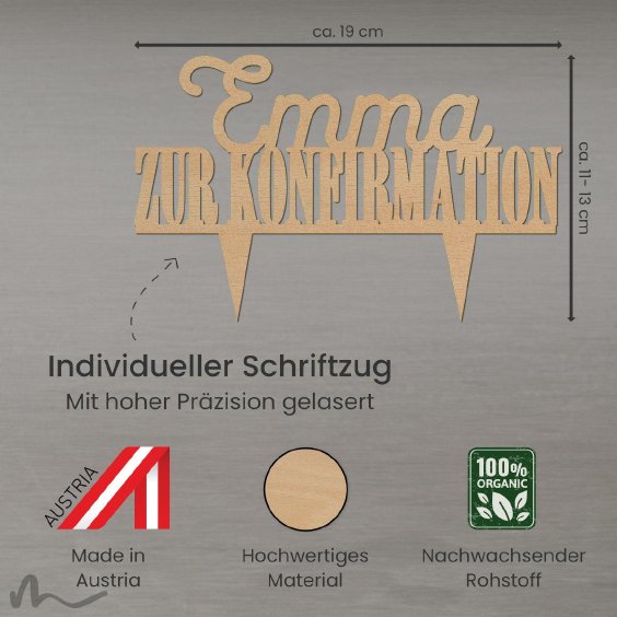Cake Topper Zur Konfirmation personalisiert Holz