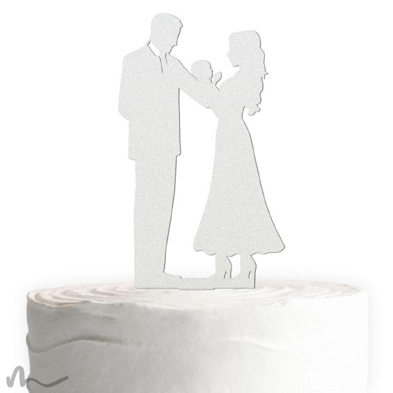 Cake Topper Brautpaar mit Baby Satiniert