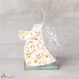 Schutzengel mit Teelichtglas Weiß 11 cm