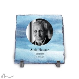 Trauerstein Blautöne 19 x 19 cm