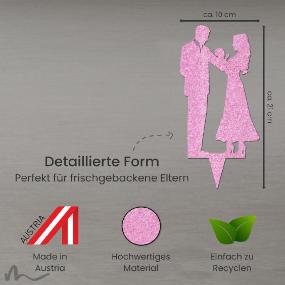 Cake Topper Brautpaar mit Baby Pink Glitzer