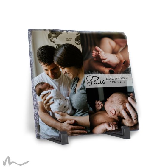 Geburtstafel In Szene gesetzt 19 x 19 cm