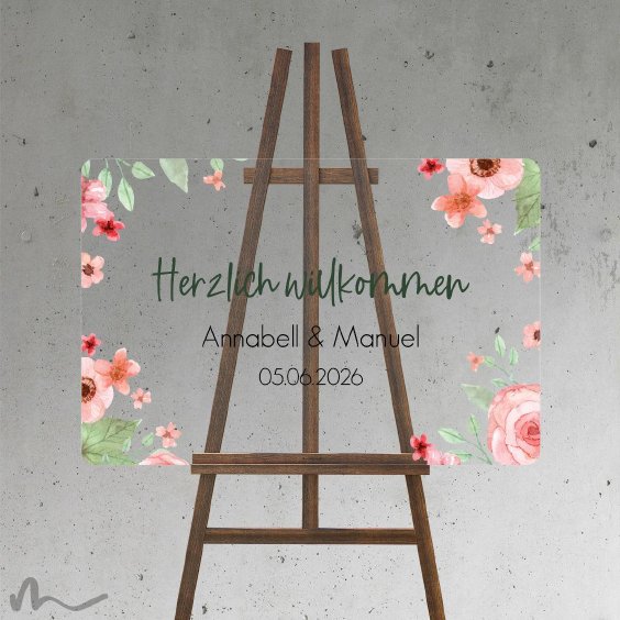 Willkommensschild Hochzeit Total Floral