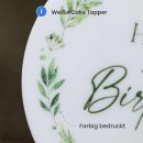 Cake Topper Happy Birthday Aquarell Weiss bedruckt